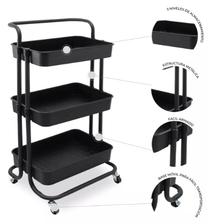 Miniatura 3 de Organizador Multiusos con Ruedas(Acero)